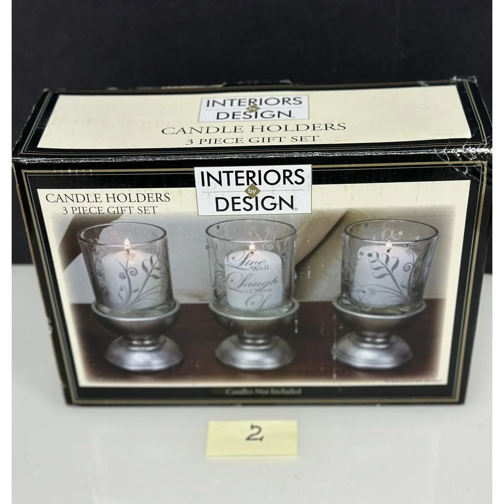 Candle Holders 3 La piece LIVE LAUGH LOVE Gift Set Interiors by Design 2013
